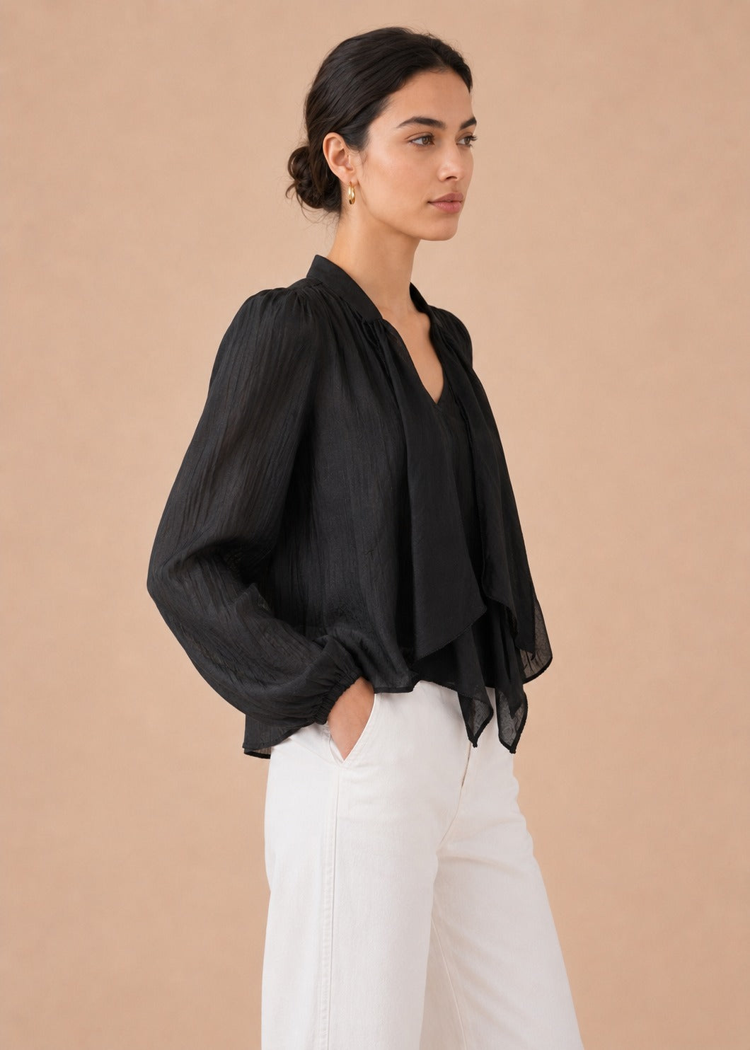 Tie-Neck Flowy Blouse