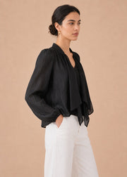 Tie-Neck Flowy Blouse