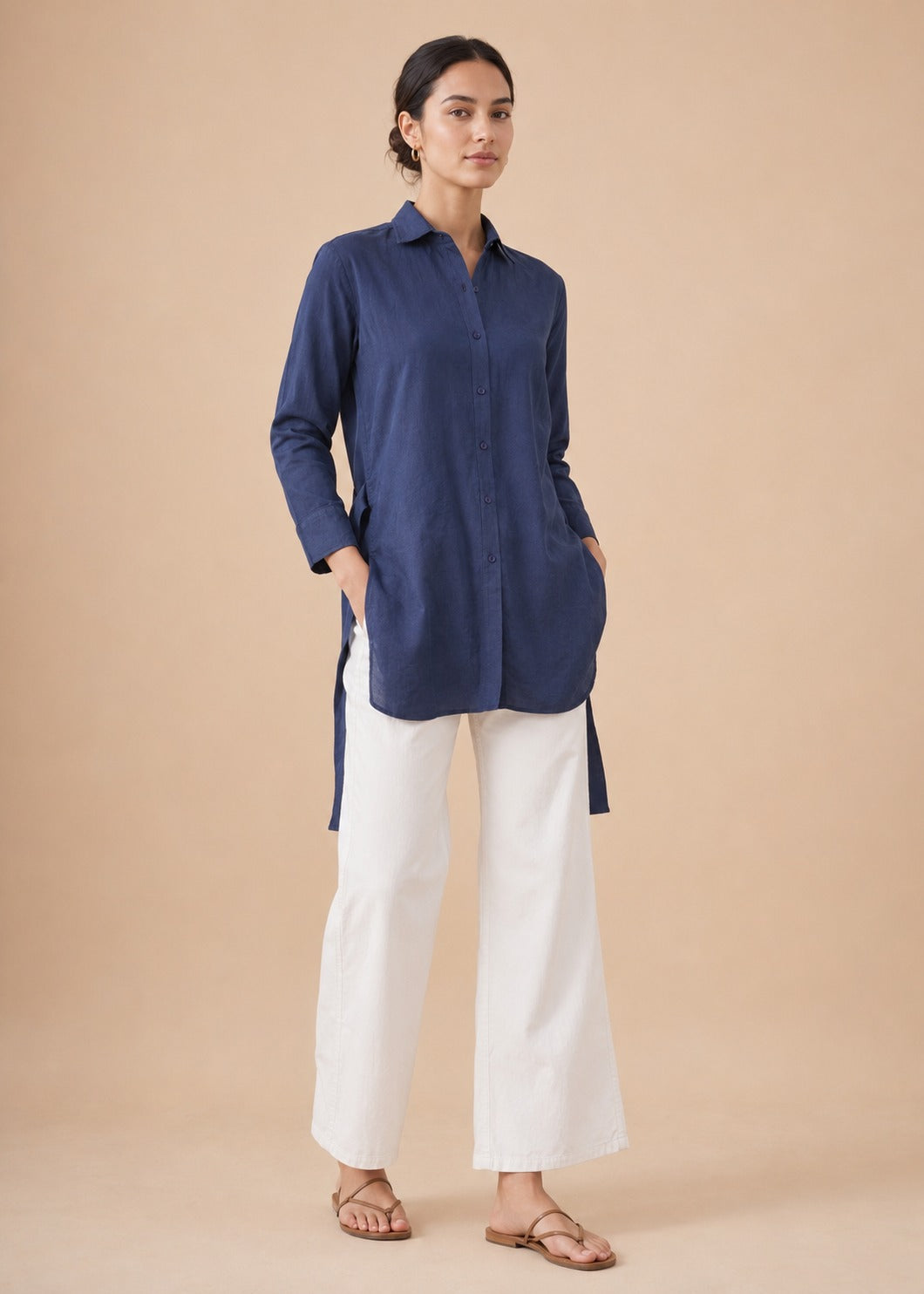 Linen Mid Length Top