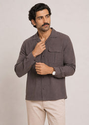 Notch Collar Linen Shirt