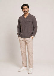 Notch Collar Linen Shirt