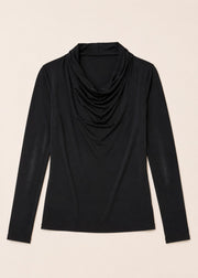 DRAPED NECK KNIT TOP