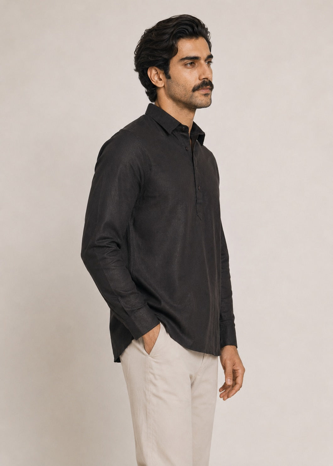 Half Placket Linen Shirt