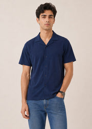 NOTCH COLLAR KNITTED SHIRT