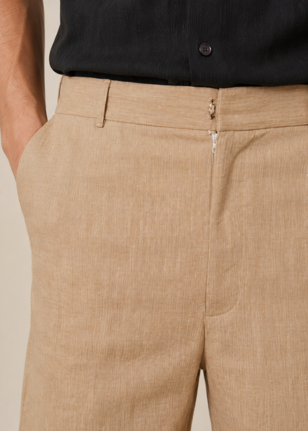 linen straight fit shorts