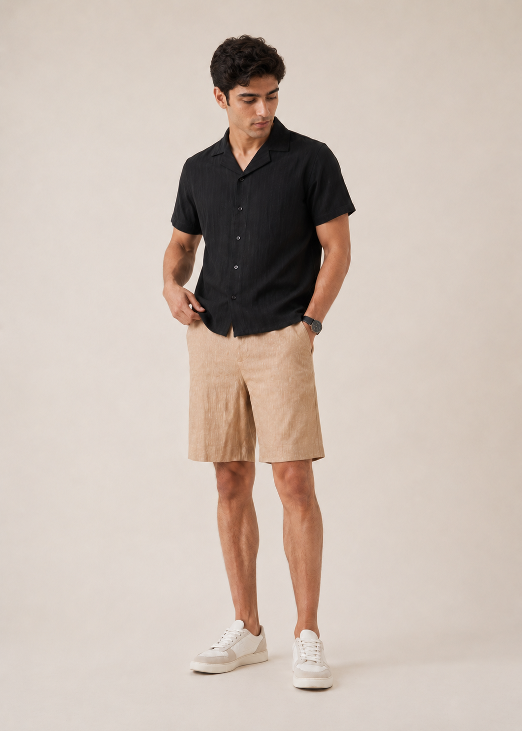 linen straight fit shorts